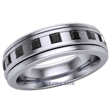 Mens Square Black Diamond Wedding Ring